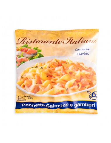 pennette salmone e gamberi